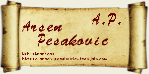 Arsen Pešaković vizit kartica